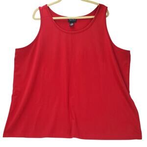 Maggie Barnes Stretch Red Top Plus Size 3X Stretch Holiday Party Layering Shirt